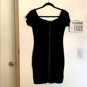 Black decorative button dress